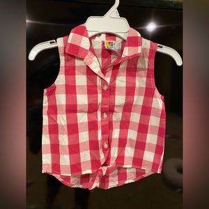 Girls Pink Flannel Tank Top
